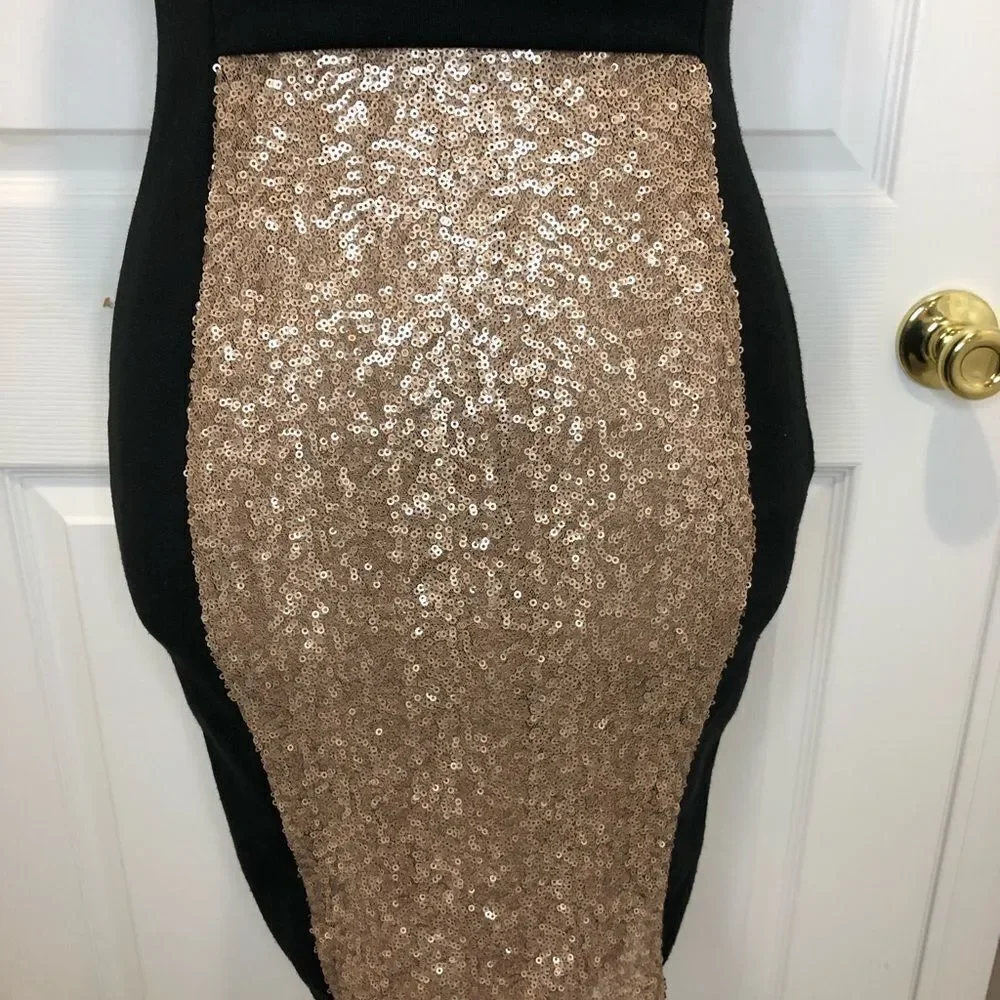 NWT Ina black and gold sequin strapless mini dress - Picture 4 of 14